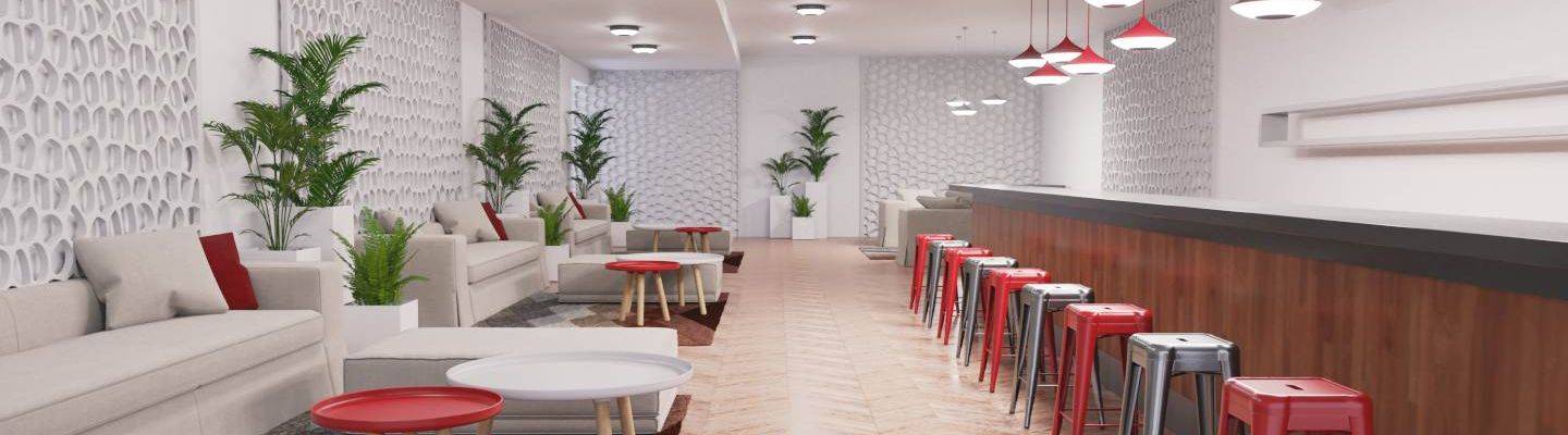 Lena Lighting wykorzystanie plafonow w hotelu